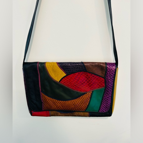 Carlos Falchi Vintage Leather Bag Patchwork EUC - Picture 11 of 11